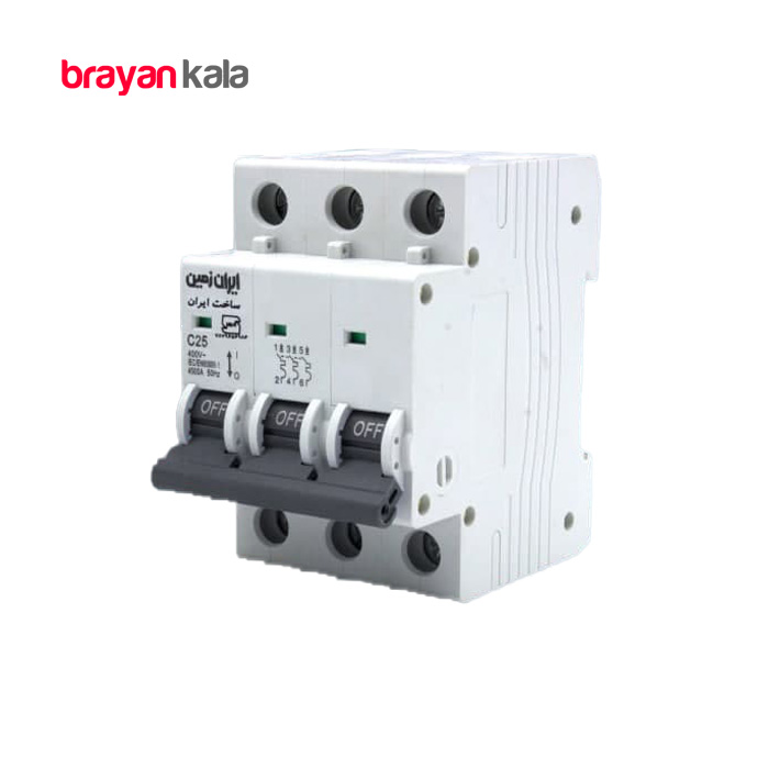 عکس اصلی فیوز مینیاتوری سه فاز 25 آمپر ایران زمین مدل C25